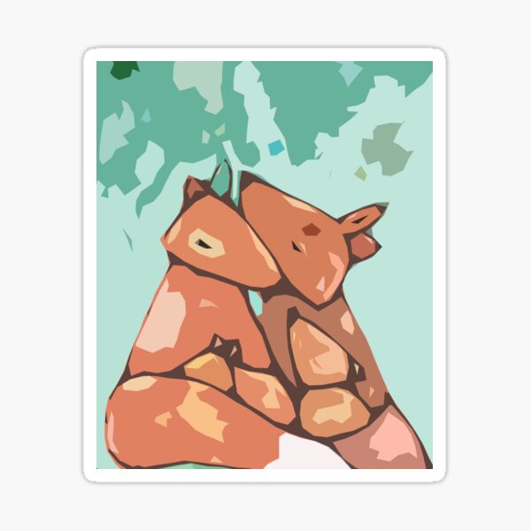 Fox family of four Sticker