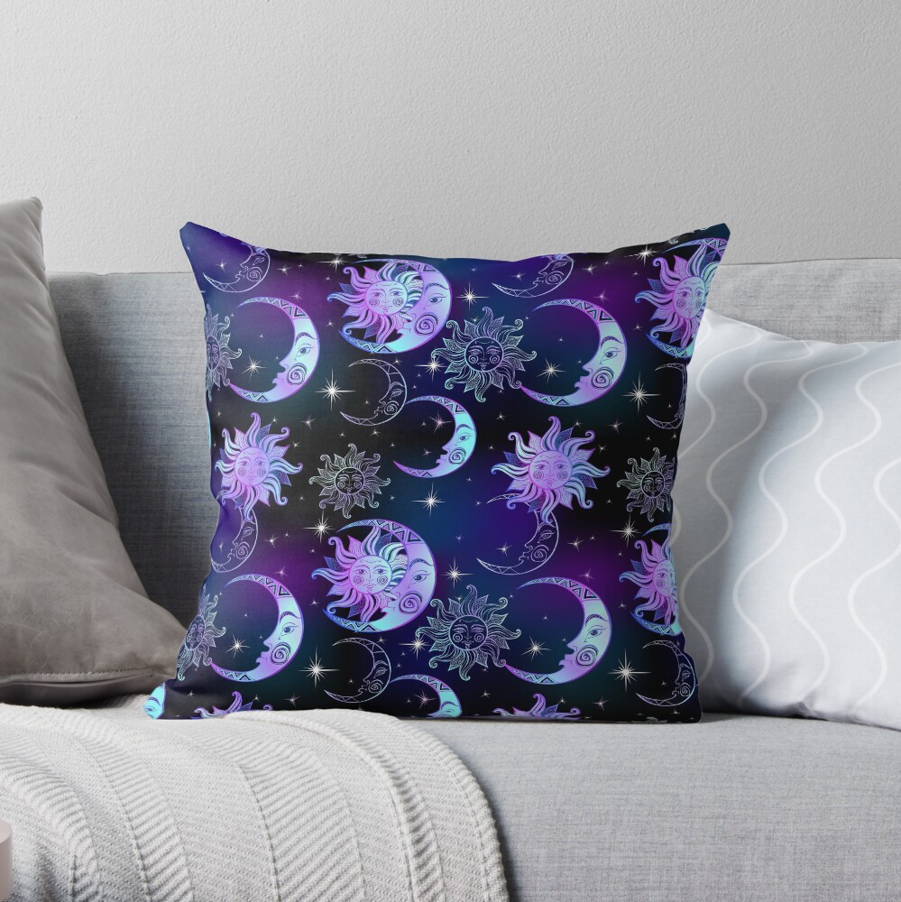 Sun and Moon Throw Pillow