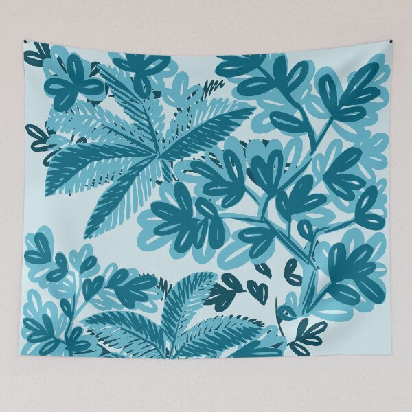 Item preview, Blue Abstract Leaves Print designed and sold by kapotka.