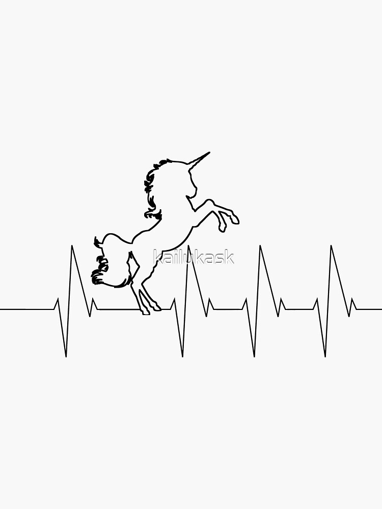 "Heart unicorn heart rate monitor" Sticker by kailukask Redbubble