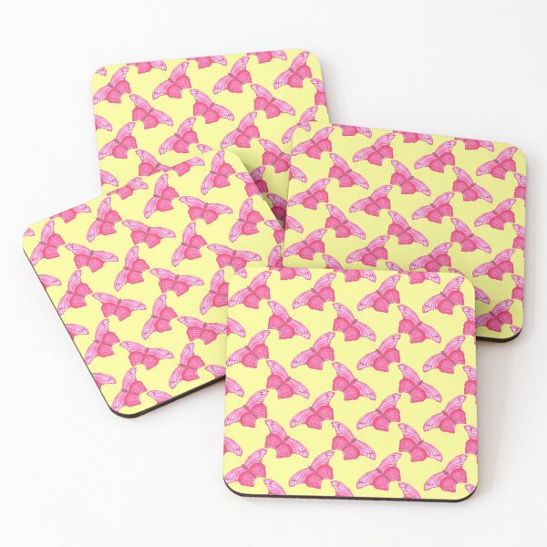 Item preview, pink butterflies pattern on yellow  designed and sold by gata-iris.