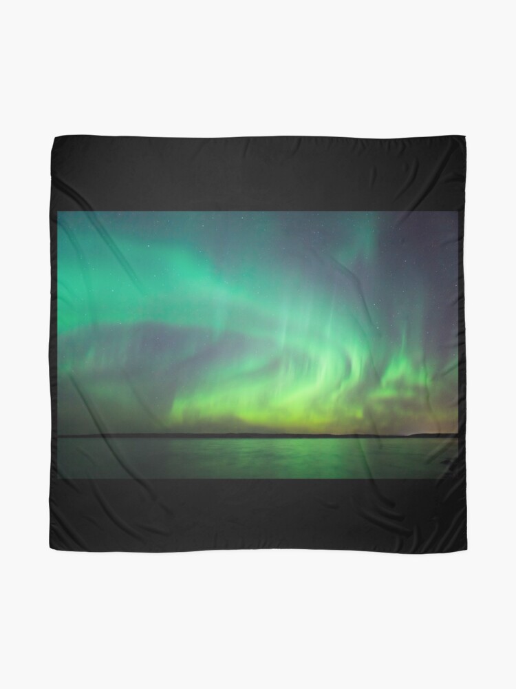 Alternate view of Northern lights over lake in Finland Scarf