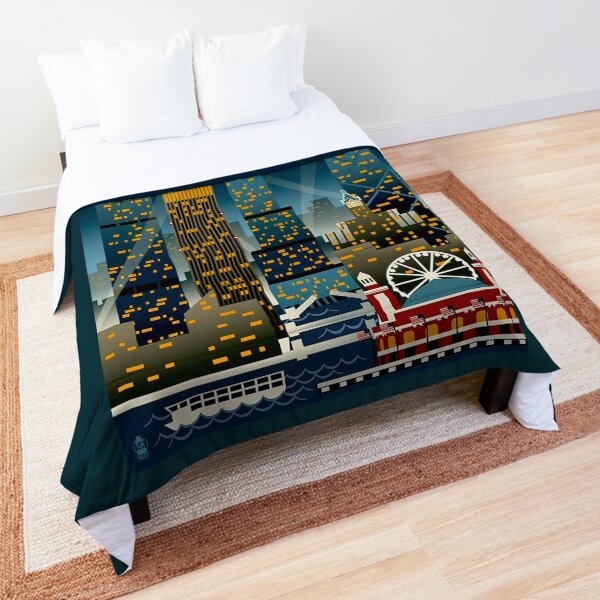 "CHICAGO" Vintage Travel Advertising Print Comforter