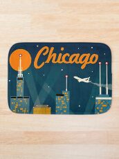 "CHICAGO" Vintage Travel Advertising Print Bath Mat