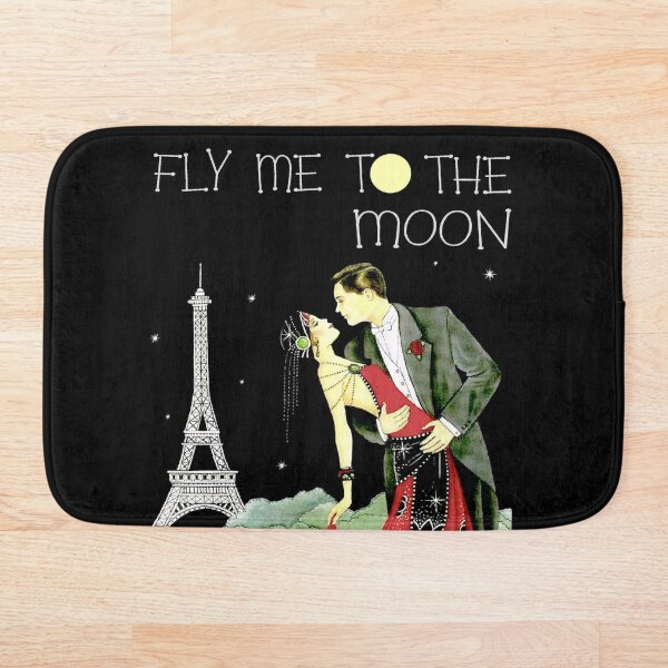 FLY ME TO THE MOON; Vintage Dance Print Bath Mat
