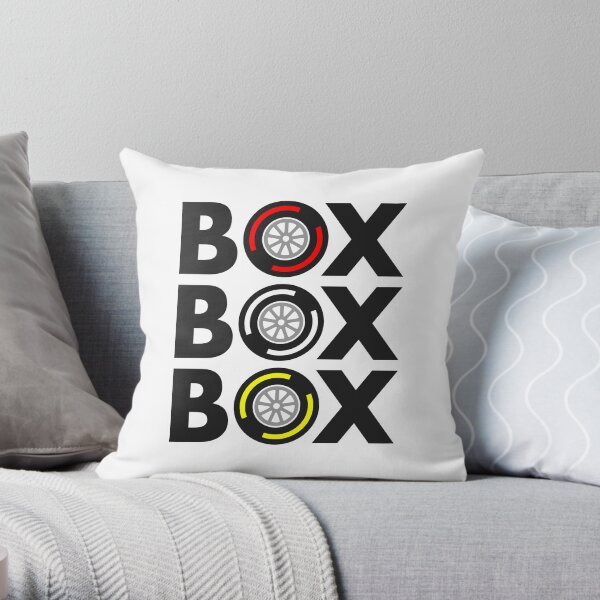 "Box Box Box" F1 Tyre Compound Design Throw Pillow