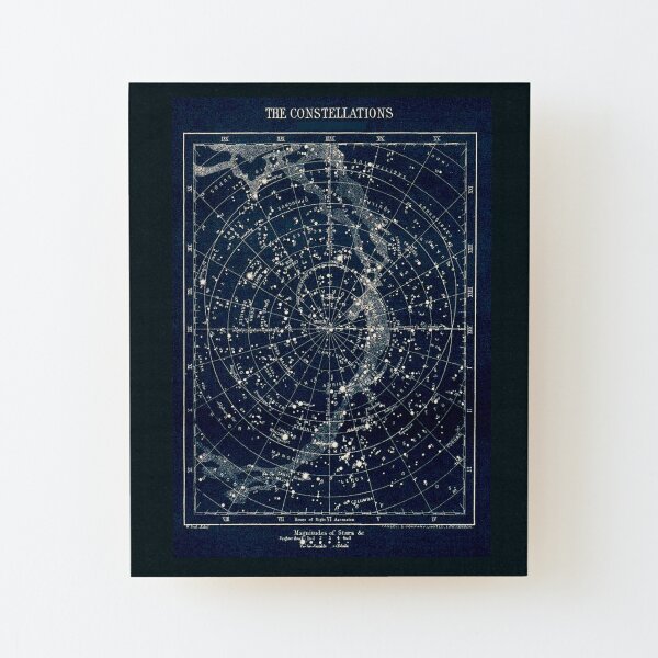 THE STAR CONSTELLATIONS : Vintage 1900 Galaxy Print Wood Mounted Print