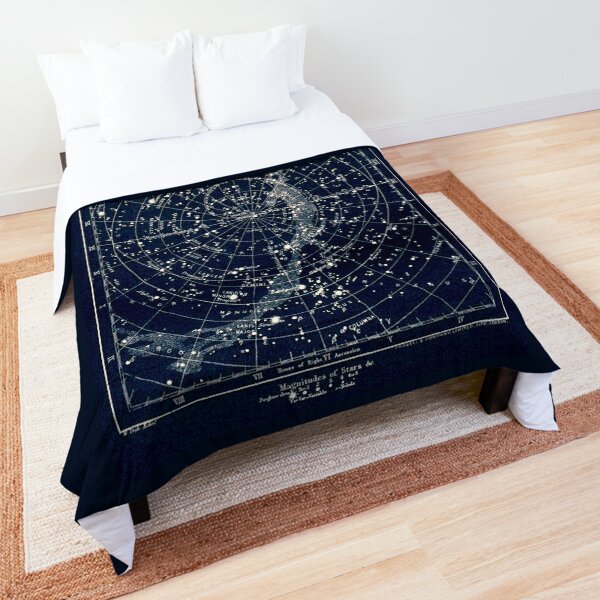 THE STAR CONSTELLATIONS : Vintage 1900 Galaxy Print Comforter