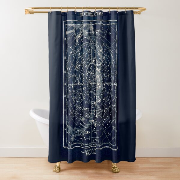 THE STAR CONSTELLATIONS : Vintage 1900 Galaxy Print Shower Curtain