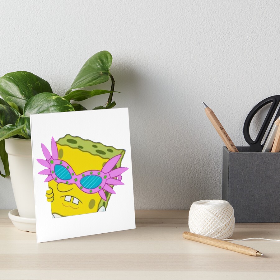 "Spongebob Sunglasses Meme" Art Board Print for Sale by jillhenriques
