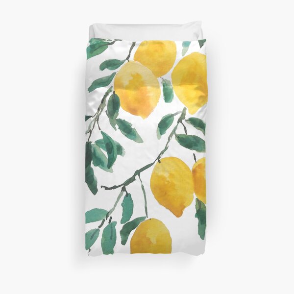 yellow lemon watercolor Duvet Cover