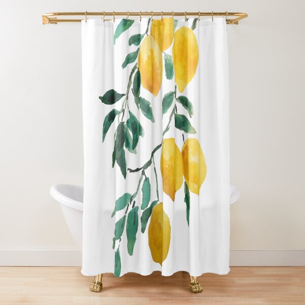yellow lemon watercolor  Shower Curtain