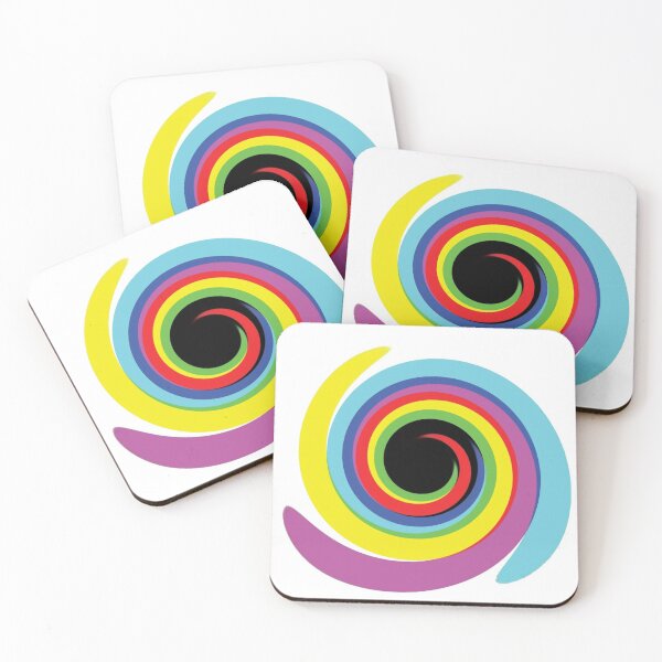 #OpArt #OpticalArt #Rainbow, #design, vortex, creativity, bright, target, horizontal, color, circle, multi colored Coasters (Set of 4)