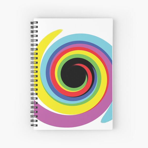 #OpArt #OpticalArt #Rainbow, #design, vortex, creativity, bright, target, horizontal, color, circle, multi colored Spiral Notebook