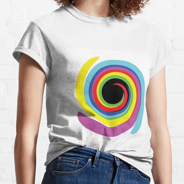 #OpArt #OpticalArt #Rainbow, #design, vortex, creativity, bright, target, horizontal, color, circle, multi colored Classic T-Shirt