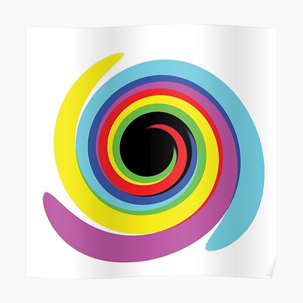 #OpArt #OpticalArt #Rainbow, #design, vortex, creativity, bright, target, horizontal, color, circle, multi colored Poster