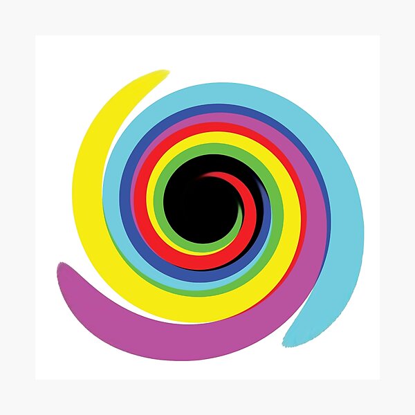 #OpArt #OpticalArt #Rainbow, #design, vortex, creativity, bright, target, horizontal, color, circle, multi colored Photographic Print
