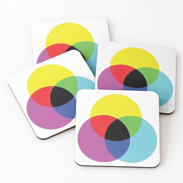 #OpArt #OpticalArt #Circle, #colorfulness, design, illustration, art, shape, color, image, separation Coasters (Set of 4)