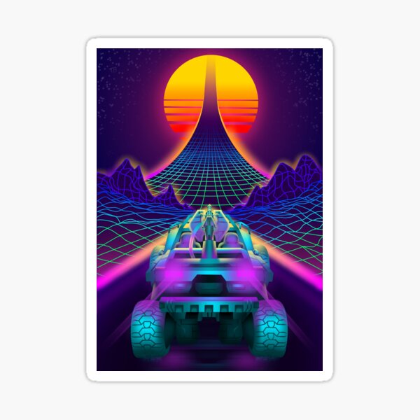 Outrun Retrowave Warthog Halo Ring Sticker
