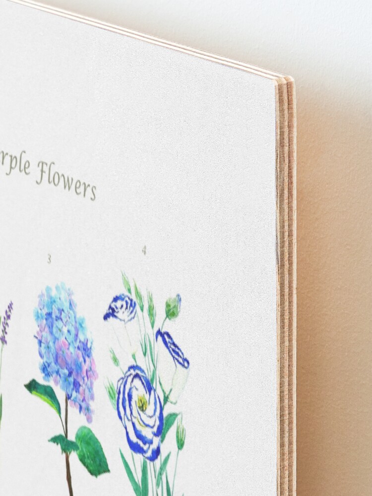 Alternate view of blue and purple flower collection watercolor Mounted Print