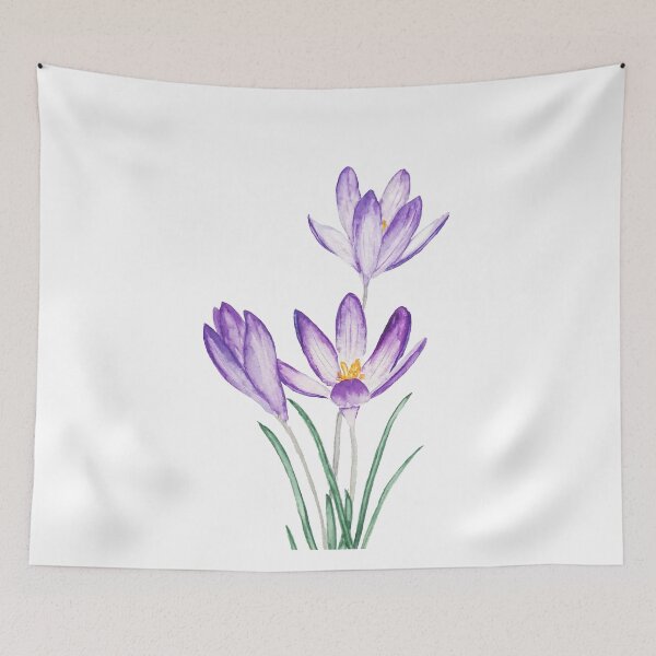 Item preview, hand painted purple crocus flower watercolor  designed and sold by ColorandColor.
