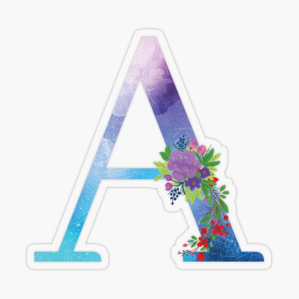 Floral Monogram Letter A Transparent Sticker