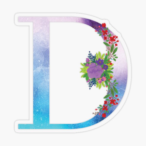 Floral Monogram Letter D Transparent Sticker
