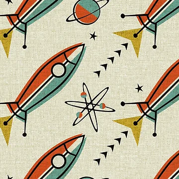 Artwork thumbnail, Retro Color Block Atomic Rockets by studioxtine