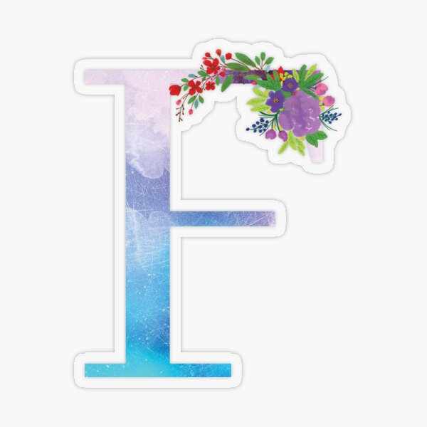Watercolor Floral Monogram Letter F Transparent Sticker