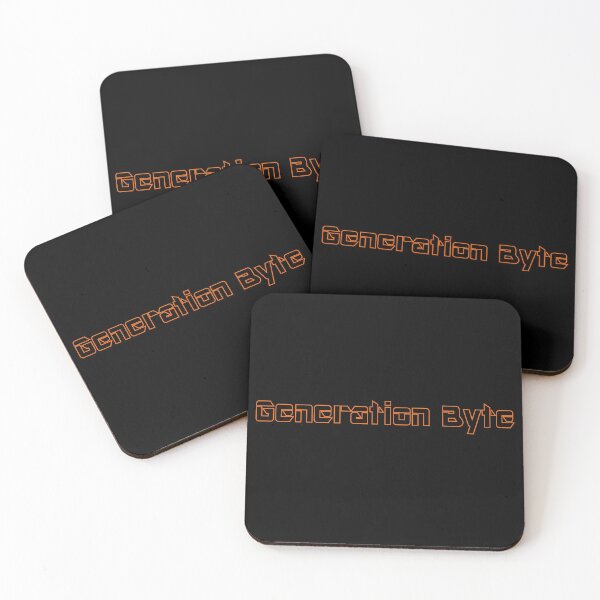 Generation Byte Orange Outline on Black Background Coasters (Set of 4)