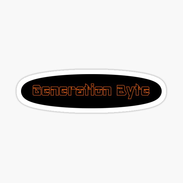 Generation Byte Orange Outline on Black Background Sticker