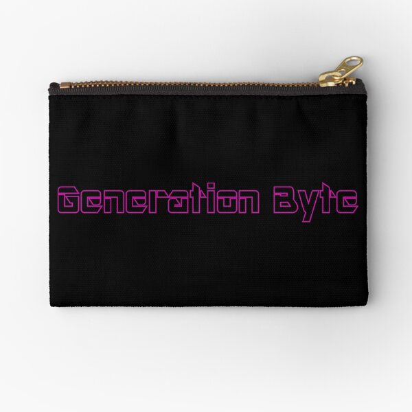 Generation Byte Purple Outline with Black Background Zipper Pouch