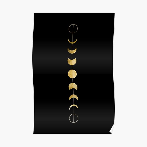 "Phases Of The Moon Gold Minimal Graphic Design Version" Poster by lumos19studio Redbubble