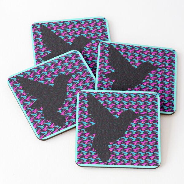 Item preview, Flocking Hummingbird Hearts - Blacker Silhouette  designed and sold by weavernap.
