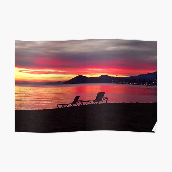 Sunset on Benidorm beach Poster