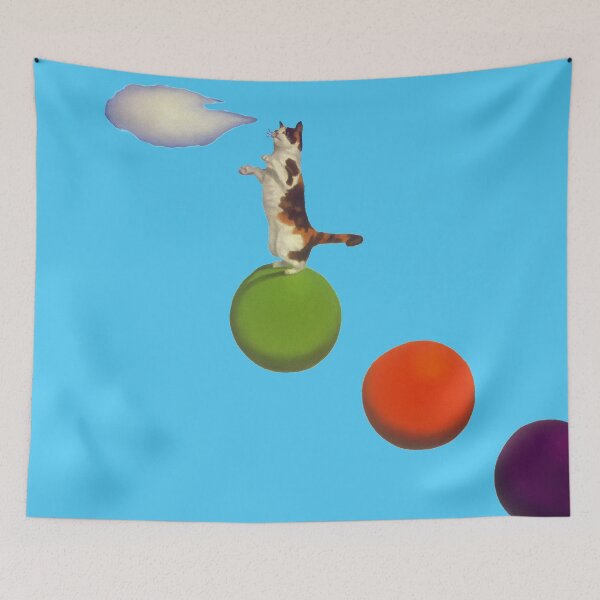 Item preview, Whimsical Surrealistic Funny Cat - Cloud Play designed and sold by mikebridges.