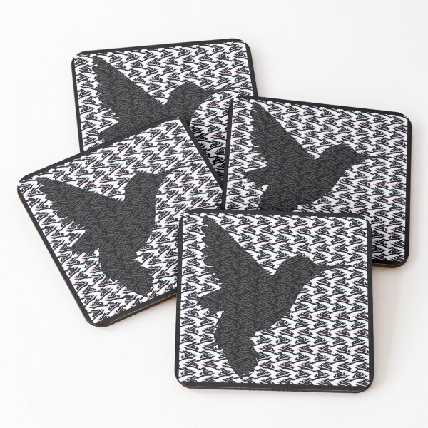 Item preview, Flocking Hummingbird Hearts - Black Pink n Blue Silhouette (Blackground) designed and sold by weavernap.