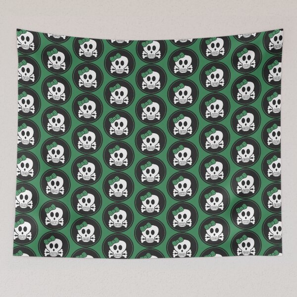 Item preview, Lucky Girl Skull and Cross Bones With Shamrock Bow designed and sold by FrazellaDesigns.