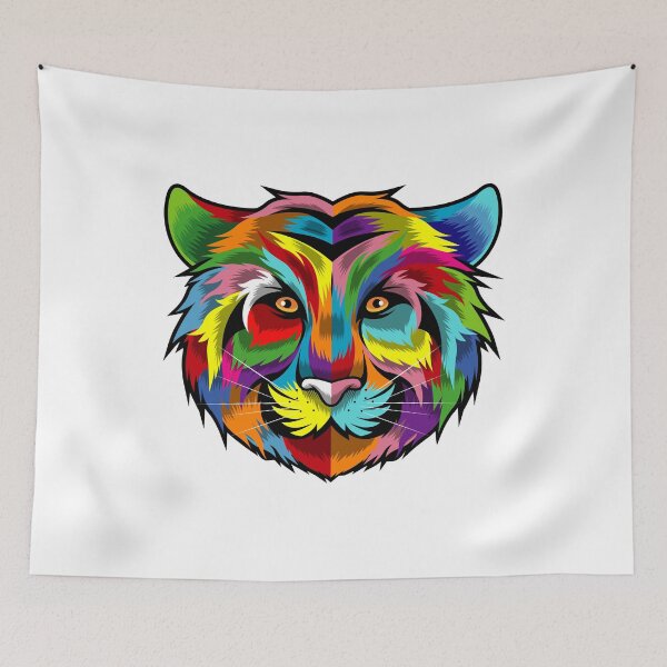 Item preview, Colorful Tiger Face Multicolor Design designed and sold by phoxydesign.