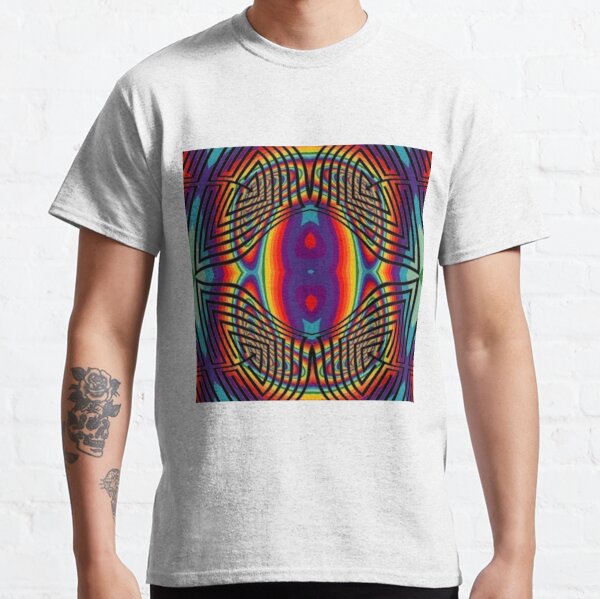 #Abstract, #illustration, #pattern, #art, design, shape, psychedelic, creativity, bright, geometric shape, circle, multi colored Classic T-Shirt