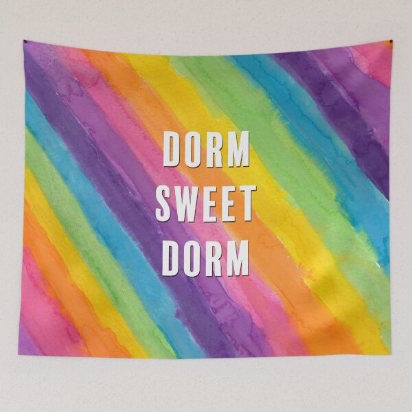 Item preview, Dorm Sweet Dorm Rainbow Watercolor Stripes designed and sold by Daydreamer Alley.