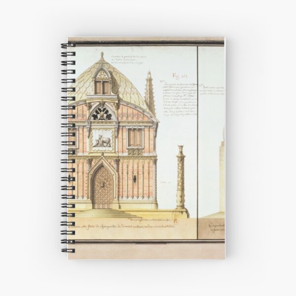 Jean-Jacques Lequeu #Architecture, #Old, #Art, #Tower, dome, cathedral, ancient, monument, illustration Spiral Notebook
