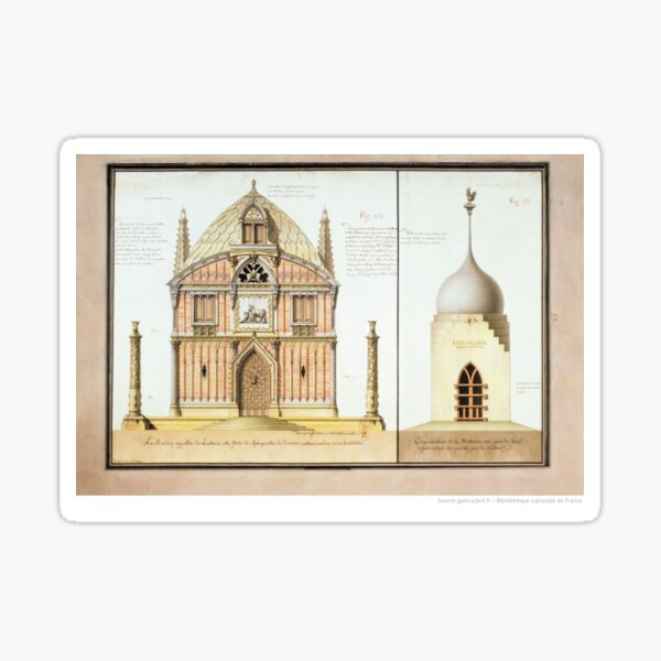 Jean-Jacques Lequeu #Architecture, #Old, #Art, #Tower, dome, cathedral, ancient, monument, illustration Sticker