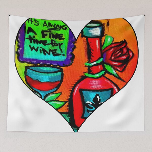 Item preview, It's always a fine time for wine fleur d lis bottle of wine with wine glasses  designed and sold by artbyomega.