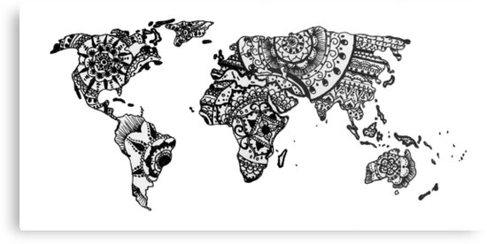 world map mandala metal prints by inklingsbyellie redbubble