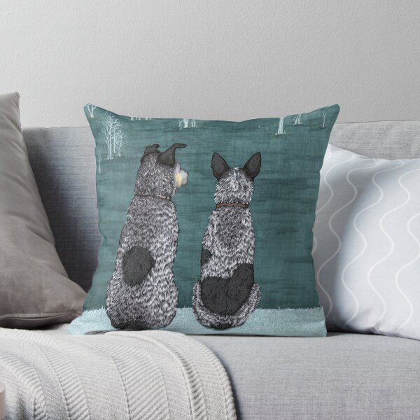 Australian Cattle Dogs, The Lookouts, by Artwork by AK Throw Pillow