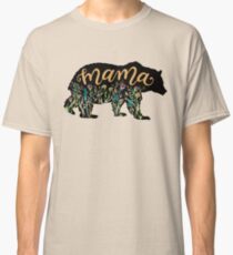 Mutter Bear mit Wildflowers Hand Lettered Illustration Classic T-Shirt