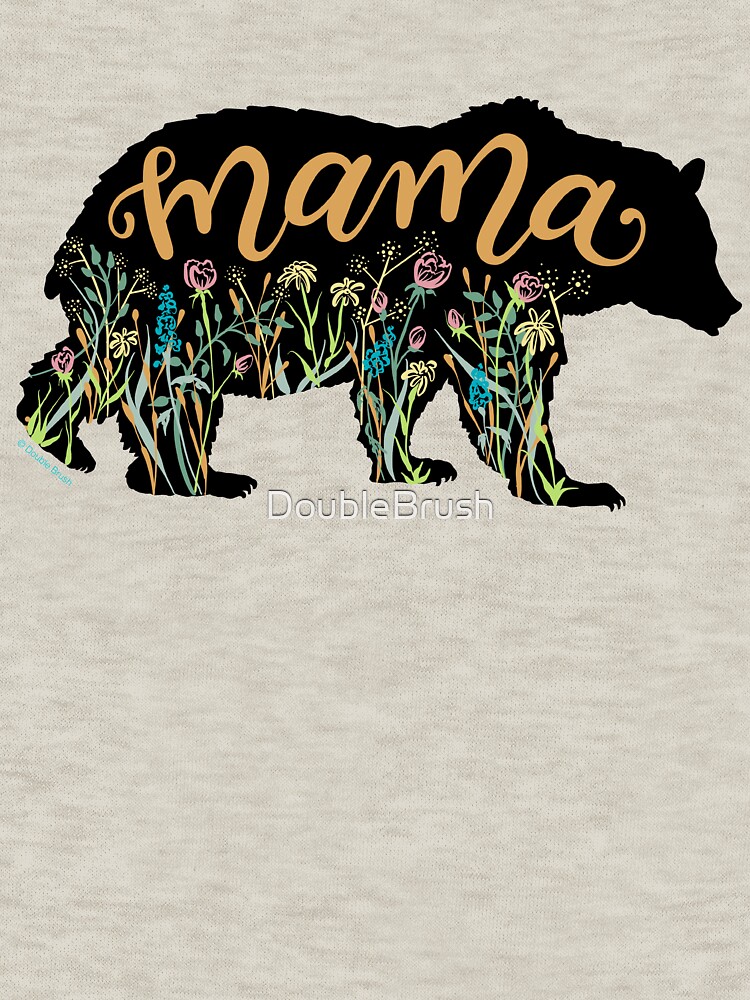 Thumbnail 7 of 7, Classic T-Shirt, Mama Bear with Wildflowers Hand Lettered Illustration designed and sold by DoubleBrush.