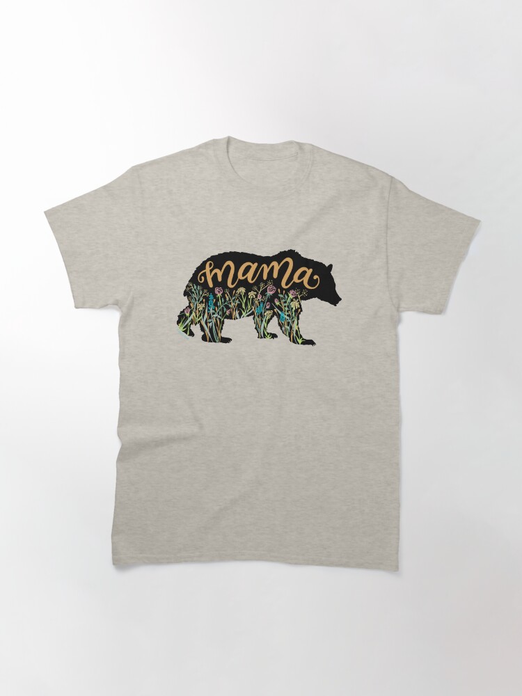 Thumbnail 3 of 7, Classic T-Shirt, Mama Bear with Wildflowers Hand Lettered Illustration designed and sold by DoubleBrush.