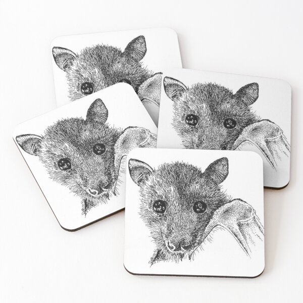 Item preview, Black Flying Fox Bat In Black And White. designed and sold by BabyBats.